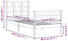 ΠΛΑΙΣΙΟ ΚΡΕΒΑΤΙΟΥ ΜΕ ΚΕΦΑΛΑΡΙ ΜΑΣΙΦ ΞΥΛΟ 2FT6 SMALL SINGLE 3193946