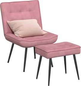 vidaXL Πολυθρόνα Relax Ροζ Βελούδινη με Σκαμπό