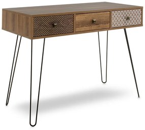 Κονσόλα Boho καρυδί με μεταλλικά πόδια 100x50,5x74,5εκ Υλικό: MDF & CLIPBOARD 12mm & 15mm WITH PAPER WOOD 066-000004
