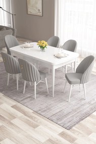 Extendable Dining Table &amp; Chairs Set (7 Pieces) Roz - White, Grey White
Grey