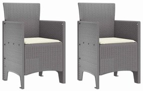 vidaXL Καρέκλα Κήπου 2 pcs Ανοιχτό γκρι 53 x 49 x 85 εκ. PP