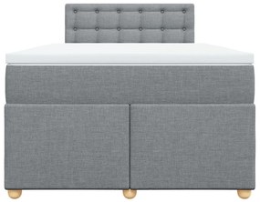 Κρεβάτι Boxspring με Στρώμα Ανοιχτό Γκρι 120x200 εκ. Υφασμάτινο - Γκρι