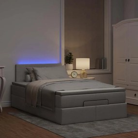 ΟΘΩΜΑΝΙΚΟ ΚΡΕΒΑΤΙ ΜΕ ΣΤΡΩΜΑ &amp; LEDS TAUPE 120X190CM ΥΦΑΣΜΑ 3312212