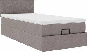 vidaXL Οθωμανικό κρεβάτι με στρώμα Taupe 90x190cm ύφασμα