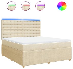 vidaXL Κρεβάτι Boxspring με Στρώμα Κρεμ 180x200 εκ. Υφασμάτινο