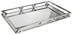 Διακοσμητικός Δίσκος Με Καθρέπτη MR19352 56x36cm Silver Espiel Steel,Glass