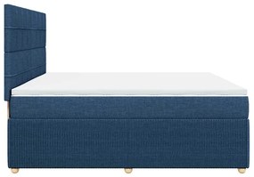vidaXL Κρεβάτι Boxspring με Στρώμα Μπλε 200x200 εκ. Υφασμάτινο