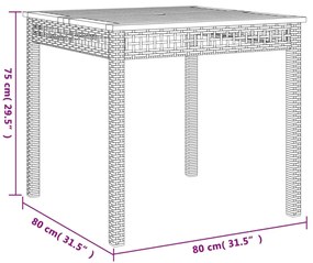 Τραπέζι Κήπου Μπεζ 80x80x75 εκ. Συνθετικό Ρατάν / Ξύλο Ακακίας - Μπεζ