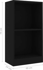 vidaXL Βιβλιοθήκη Μαύρο 40x24x75 εκ. από Επεξ. Ξύλο