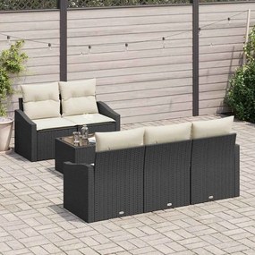 vidaXL Σετ Καναπέ Κήπου με μαξιλάρι 6 pcs Μαύρο, Κρέμα 55 x 55 x 37 εκ