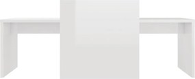 vidaXL Σετ Τραπεζάκια Σαλονιού Γυαλ. Λευκό 100x48x40 εκ. Επεξ. Ξύλο
