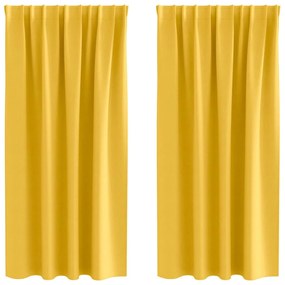 vidaXL Κουρτίνες με κουρτίνες 2 pcs κίτρινο μουσταρδί Πολυεστέρας
