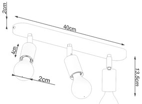 Sollux Φωτιστικό οροφής Fornes 3,ατσάλι,3xE27/60w,μαύρο