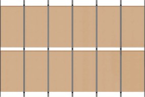 vidaXL Διαχωριστικό Δωματίου 6-Πάνελ Μπεζ 300 x 200 cm Ύφασμα