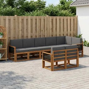 vidaXL Σειρά Καναπέ Εξωτερικού 8 pcs Φυσικό και Ανθρακί Πολυεστέρας