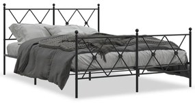 Πλαίσιο Κρεβατιού με Κεφαλάρι&amp;Ποδαρικό Μαύρο 137x190εκ. Μέταλλο