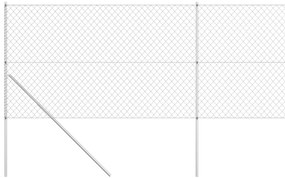 vidaXL Συρματόπλεγμα Ασημί 15 x 1,5 μ. Γαλβανισμένο Ατσάλι + Στύλοι