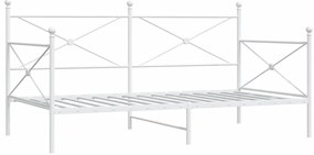 vidaXL Κρεβάτι ημέρας χωρίς στρώμα Λευκό 100x190 cm Ατσάλι