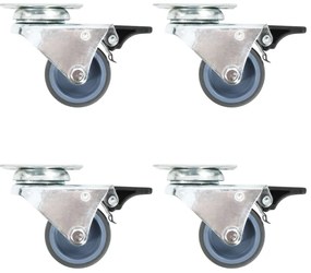 vidaXL Ρόδες Περιστρεφόμενες Διπλές με Διπλό Φρένο 4 τεμ. 50 χιλ.