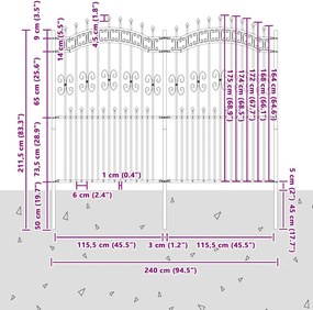 vidaXL Φράχτης Κήπου Kampen Γκρι 240 x 228 εκ