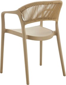 DONNA Πολυθρόνα-Pro Στοιβαζόμενη, PP-UV Tortora, Rope Wicker Φυσικό   1τμχ