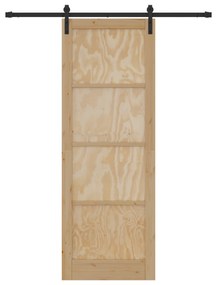 vidaXL Συρόμενη Πόρτα  με Σετ Εξαρτημάτων 83x232 cm από Συμπαγές Ξύλο Πεύκου