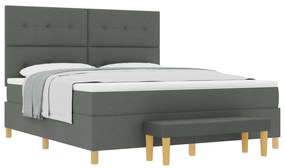 vidaXL Κρεβάτι με Στρώμα & Πάγκο Σκούρο Γκρι 180x200 cm Ύφασμα
