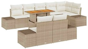vidaXL Σέτ φαγητού για κήπο 9 pcs Μπεζ, Κρέμα 100 x 55 x 73 εκ