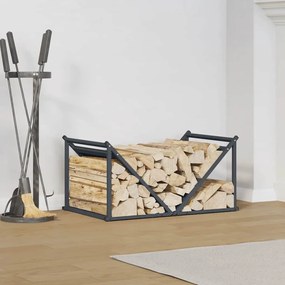 vidaXL Ράφι Καυσόξυλων Ανθρακί 70x43x34,5 εκ. Χάλυβας ψυχρής έλασης
