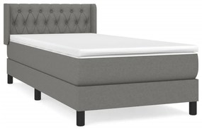 vidaXL Κρεβάτι Boxspring με Στρώμα Σκούρο Γκρι 90x190 εκ. Υφασμάτινο