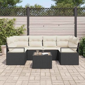 vidaXL Σετ Καναπέ Κήπου 7 pcs Μαύρο, Κρέμα 55 x 55 x 37 εκ