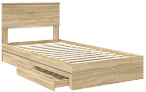 vidaXL Κρεβάτι Αποθήκης Δρύς Sonoma 100 x 200 cm Επεξεργασμένο ξύλο