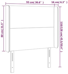 vidaXL Κεφαλάρι Κρεβατιού LED Μαύρο 93x16x118/128εκ. Υφασμάτινο