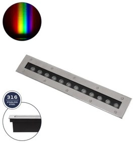 Χωνευτό Φωτιστικό Wall Washer Δαπέδου LED RGBW UNDERGROUND-REMVI 90193 Globostar 90193 Ασημί