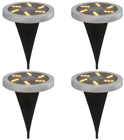 vidaXL Ηλιακά Φωτιστικά Δαπέδου με Στήριγμα Εδάφους 4 τεμ. Θερμό Λευκό