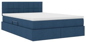 vidaXL Κρεβάτι με αποθηκευτικό χώρο και LED Μπλε 140 x 190 cm
