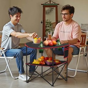 VEVOR Folding Portable Camping Table Oxford Outdoor Round Table 4 Cup Holders