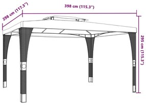 Κιόσκι με Διπλή Οροφή Κρεμ 3,98x2,98 μ. Ατσάλινο - Κρεμ