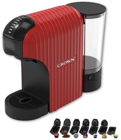 Μηχανή εσπρέσο 7σε1 Crown CCM-1532R, 20 bar, 0,9 l, 7 προσαρμογείς, ενδείξεις LED, έλεγχος μήκους καφέ, κόκκινο/μαύρο
