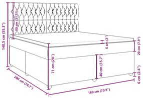 Κρεβάτι Boxspring με Στρώμα Μαύρο 180x200 εκ. Υφασμάτινο - Μαύρο