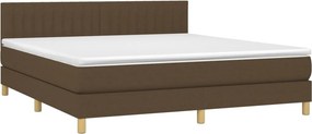 vidaXL Κρεβάτι Boxspring με Στρώμα &amp; LED Σκ.Καφέ 180x200εκ. Υφασμάτινο