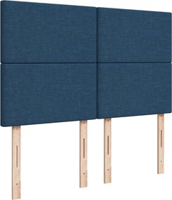 vidaXL Κρεβάτι Boxspring με Στρώμα Μπλε 160x200 εκ. Υφασμάτινο