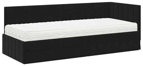 vidaXL Κρεβάτι γωνίας με στρώμα με κεφαλάρι 2 pcs Μαύρο Βελούδο