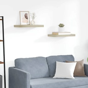 vidaXL Ράφια Τοίχου 2 τεμ. Χρώμα Δρυός 50x23x3,8 εκ. MDF