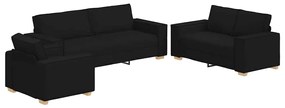 vidaXL Σετ Καναπέ με μαξιλάρι 3 pcs Μαύρο 220 x 78 x 84 εκ. ύφασμα