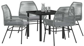 vidaXL Σέτ φαγητού για κήπο με μαξιλάρι 5 pcs Γκρι συνθετικό ρατάν