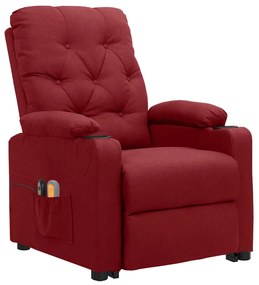 vidaXL Πολυθρόνα Μασάζ Ανακλινόμενη με Ανύψωση Μπορντό Υφασμάτινη