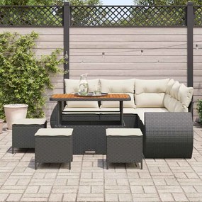 vidaXL Σετ Καναπέ Κήπου 9 pcs Μαύρο συνθετικό ρατάν