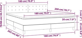 vidaXL Κρεβάτι Boxspring με Στρώμα Μπλε 180x200 εκ. Υφασμάτινο
