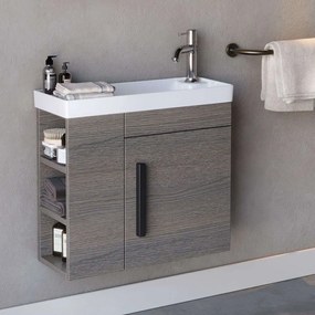 Έπιπλο Μπάνιου Πάγκος Με Νιπτήρα Sahra S3BSAH060ANO 60x22x55cm Anthracite Πορσελάνη,Mdf